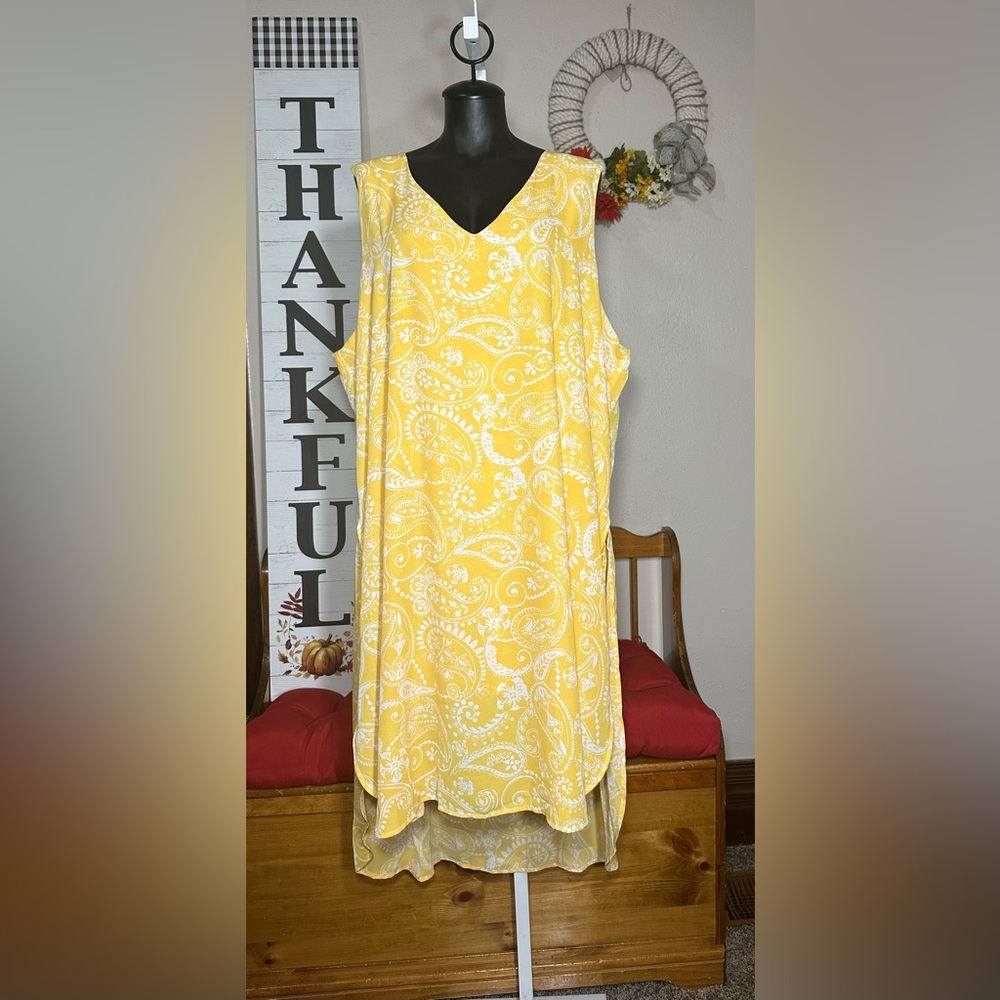 Nwt Dress lined summer 2X Cupid Yellow White sleeveless soft sheet